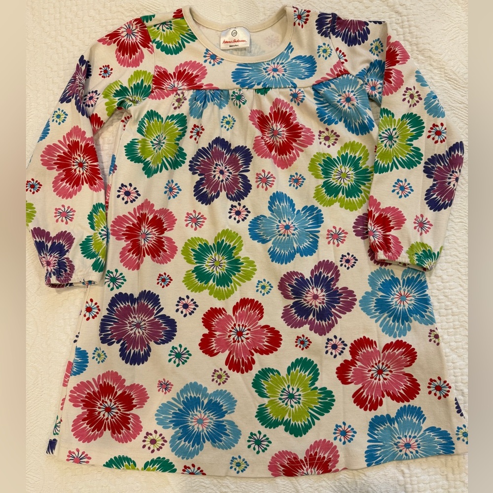 Hanna Andersson Floral Long Sleeve Dress Girls 120 US 6 7